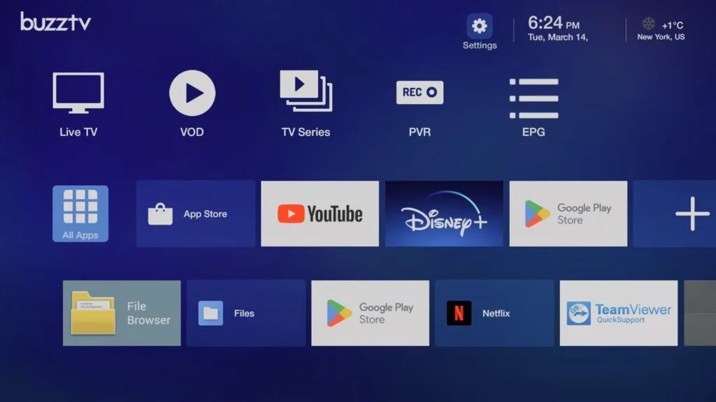 BuzzTV Box interface
